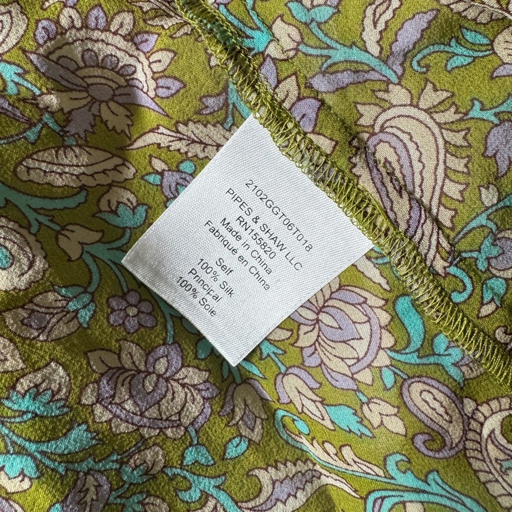 Veronica Beard Green Paisley Blouse - Picture 6 of 6
